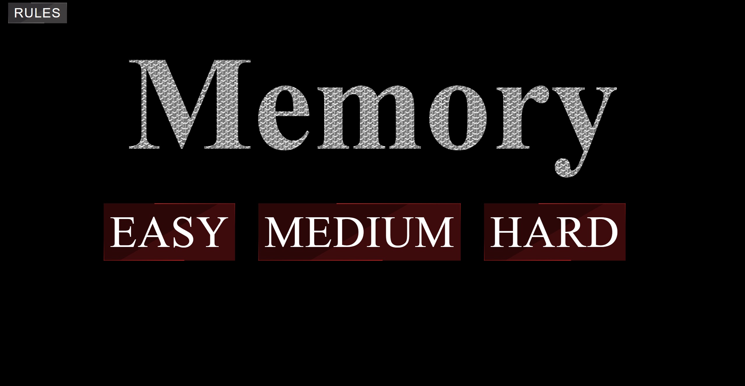 Memory Game Homepage